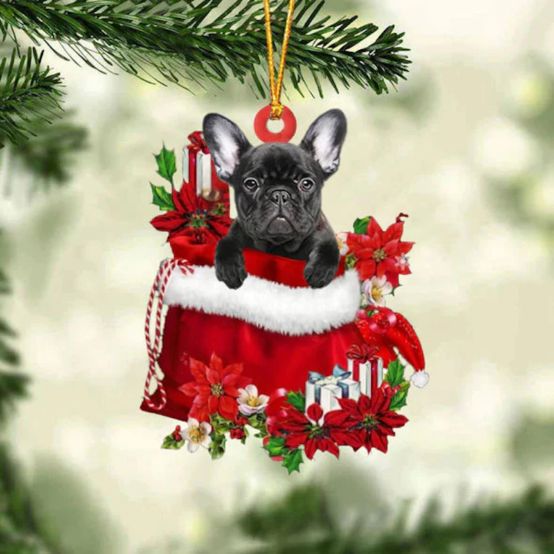 French Bulldog In Cadeauzakje Kerstornament