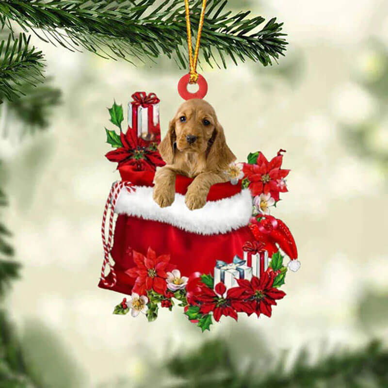 English Cocker Spaniel In Cadeauzakje Kerstornament