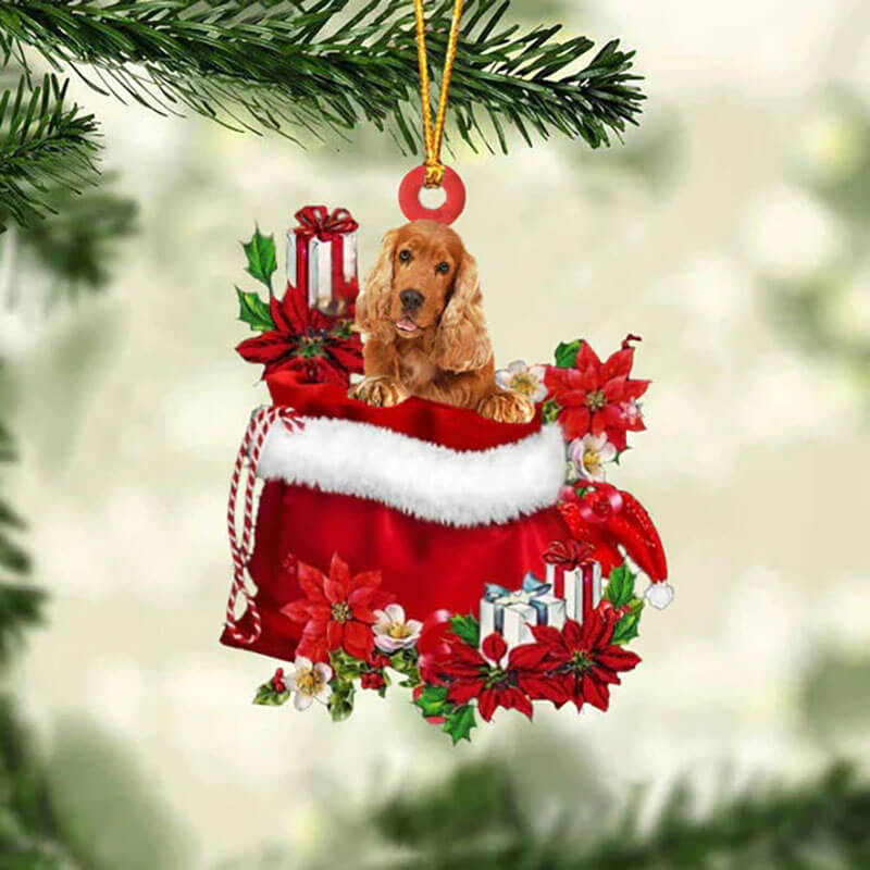 Cocker Spaniel In Cadeauzakje Kerstornament