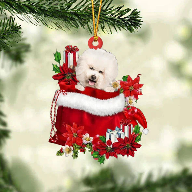 Bichon Frise In Cadeauzakje Kerstornament