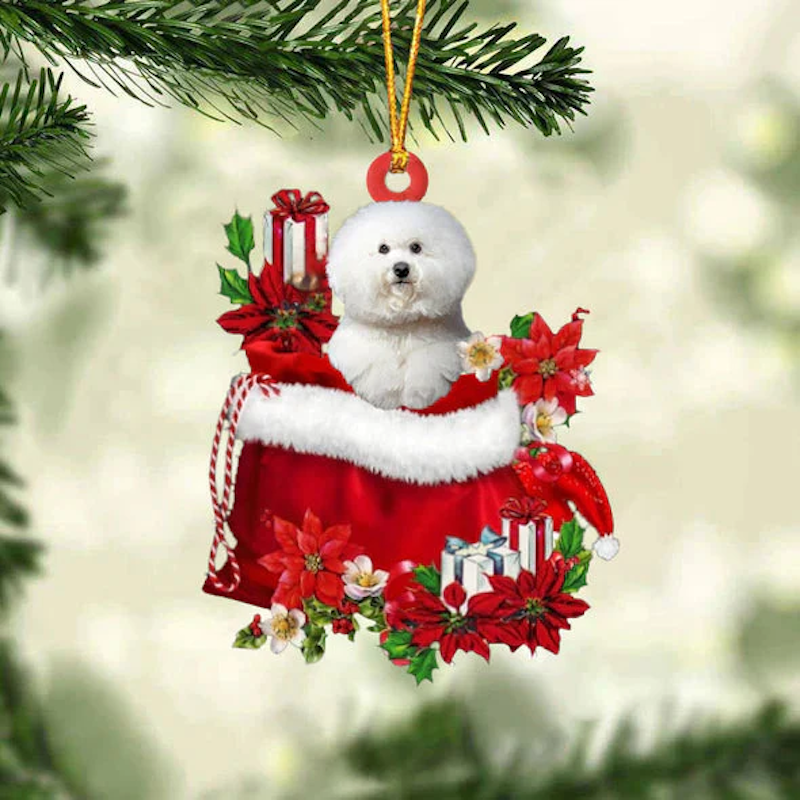 Bichon Frise In Cadeauzakje Kerstornament