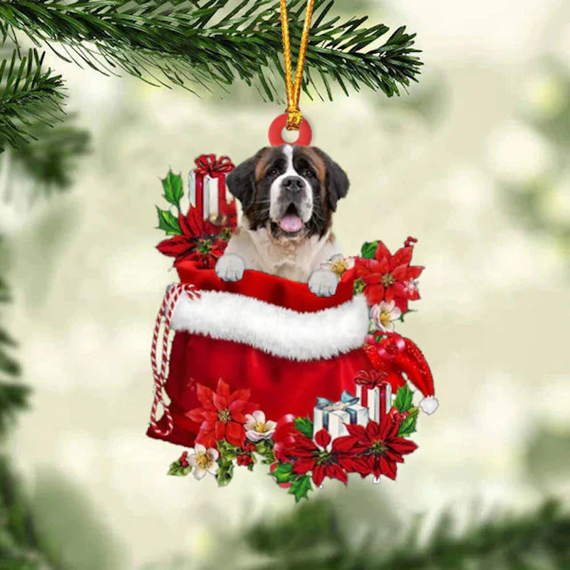 St Sint Bernard In Cadeauzakje Kerstornament