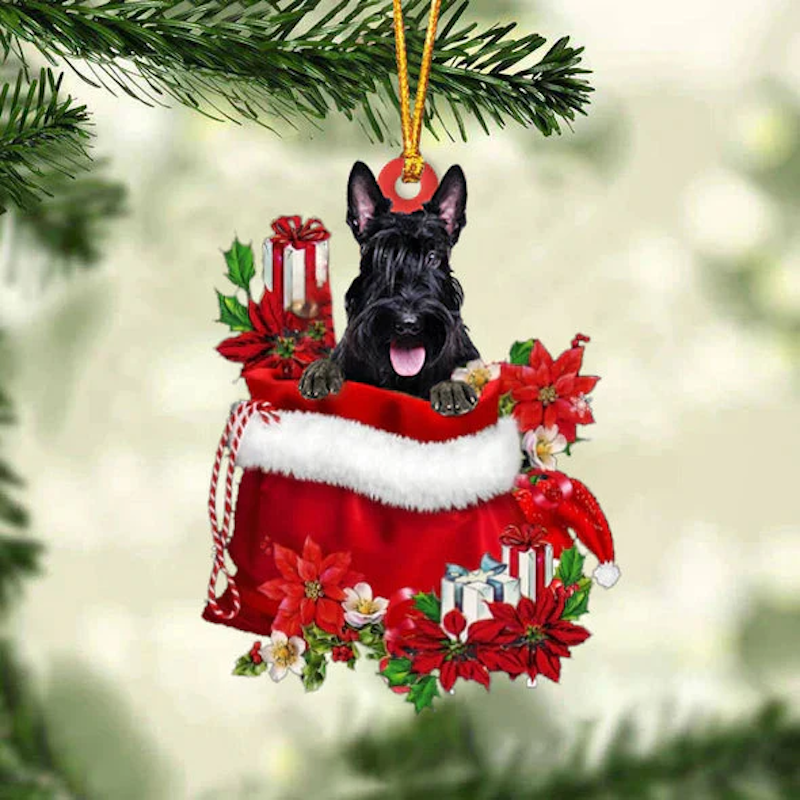 Scottish Terrier In Cadeauzakje Kerstornament