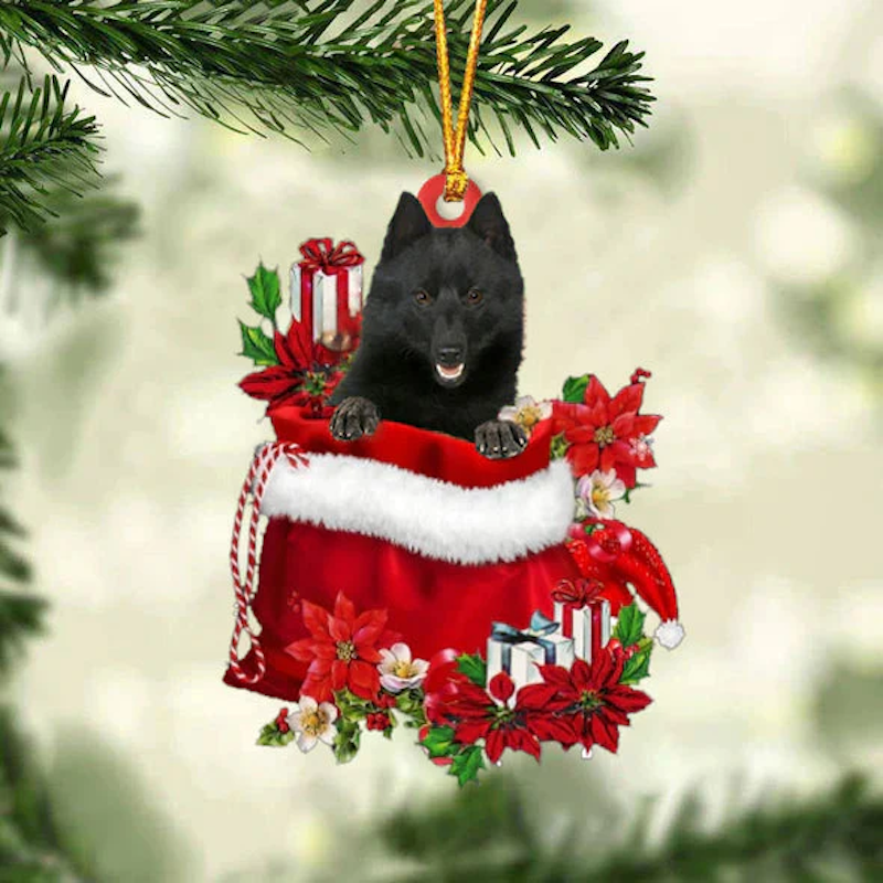 Schipperke In Cadeauzakje Kerstornament