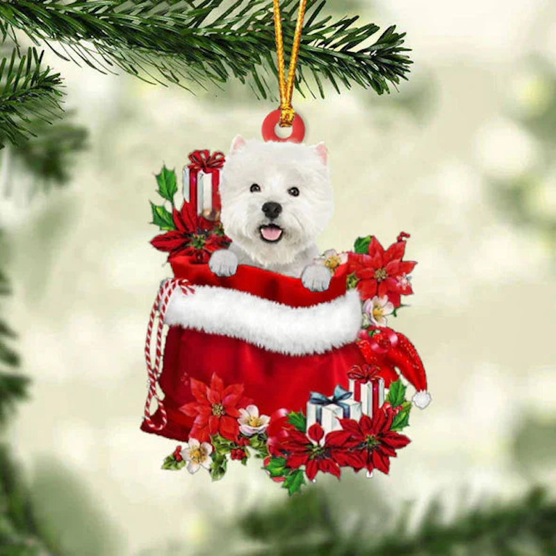 West Highland Wit Terrier In Cadeauzakje Kerstornament