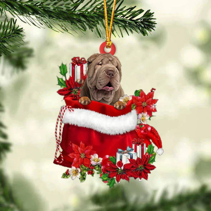 Shar Pei In Cadeauzakje Kerstornament