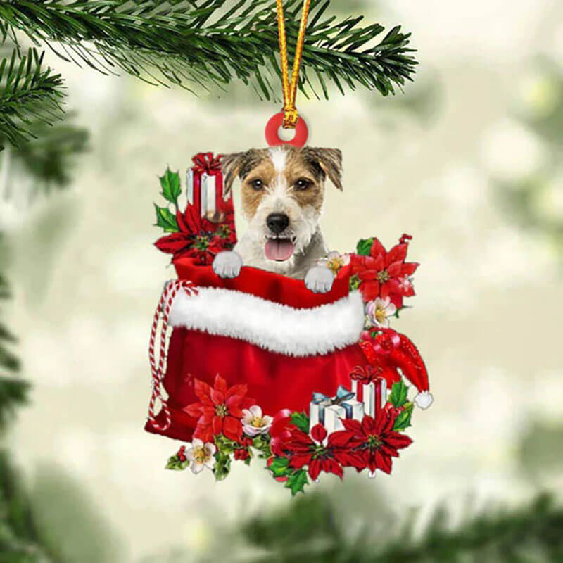 Parson Russell Terrier In Cadeauzakje Kerstornament