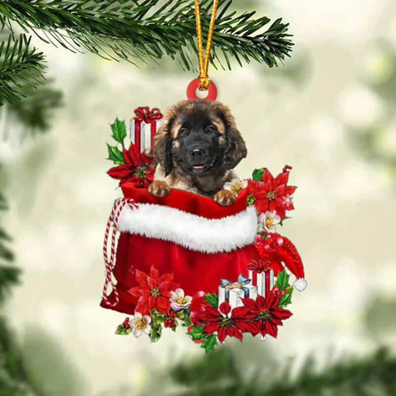 Leonberger In Cadeauzakje Kerstornament