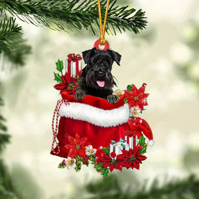 Schnauzer In Cadeauzakje Kerstornament