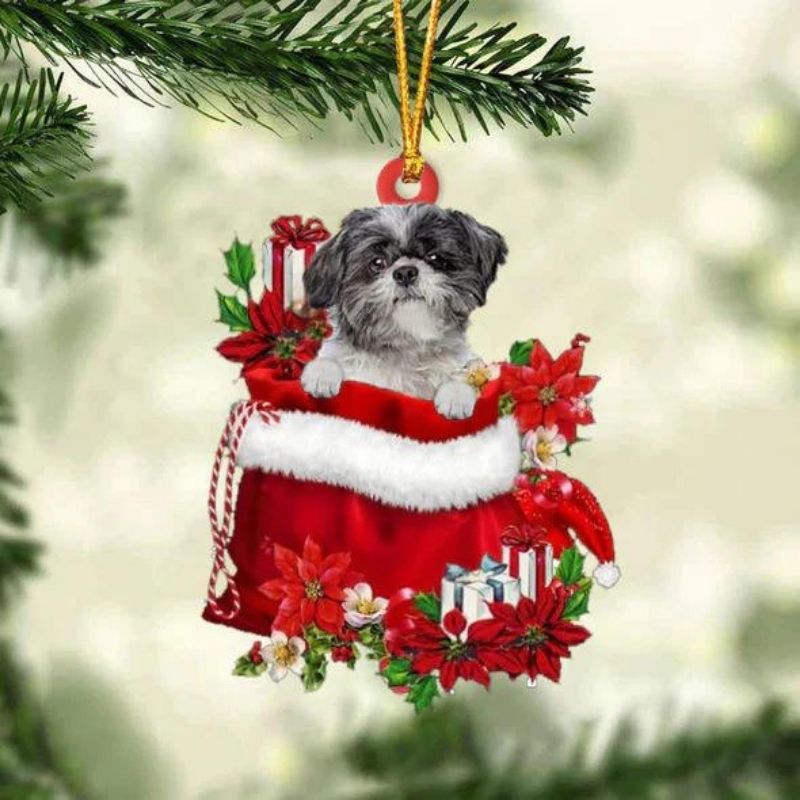 Lhasa Apso In Cadeauzakje Kerstornament