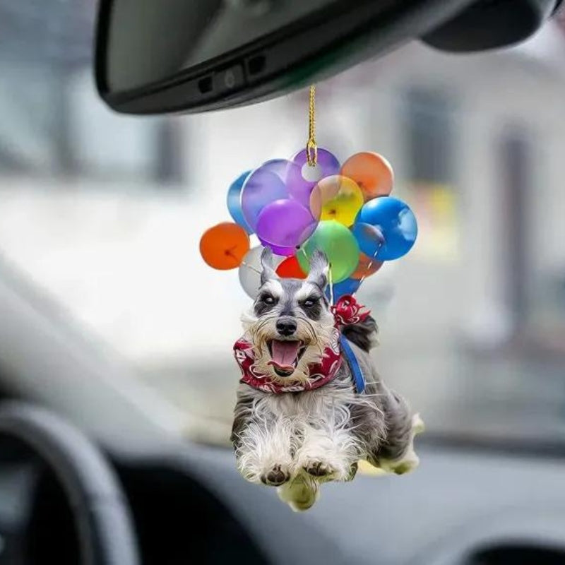 Schnauzer Vliegen met Bubbels Autohanger