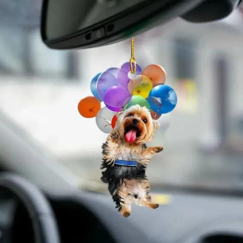 Yorkshire Terrier Vliegen met Bubbels Autohanger