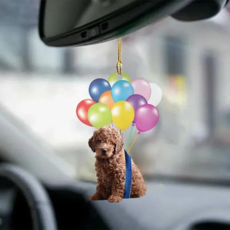 Golden Doodle Vliegen met Bubbels Autohanger