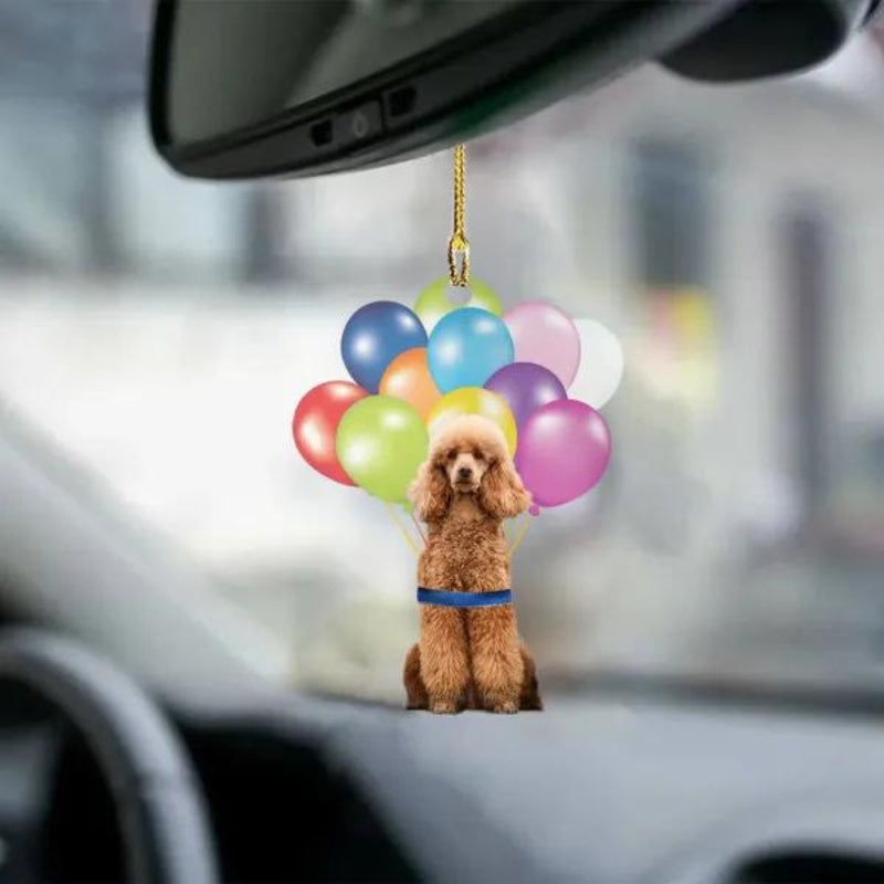 Poodle Vliegen met Bubbels Autohanger