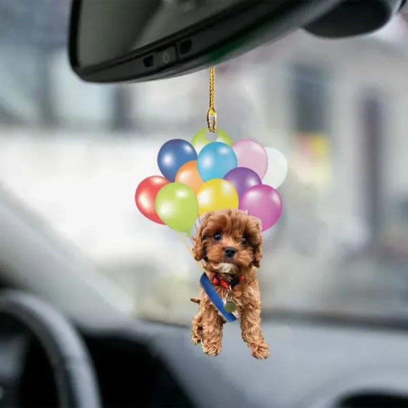 Cavapoo Vliegen met Bubbels Autohanger