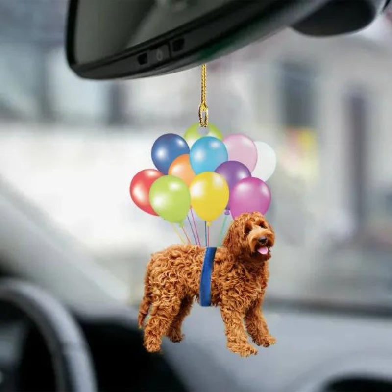 Labradoodle Vliegen met Bubbels Autohanger