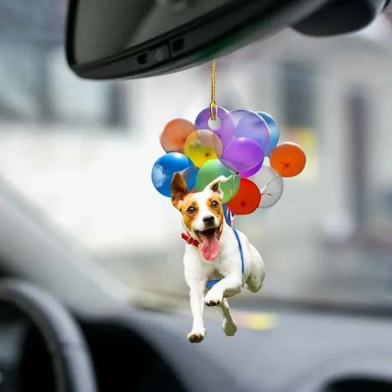 Jack Russell Terrier Vliegen met Bubbels Autohanger