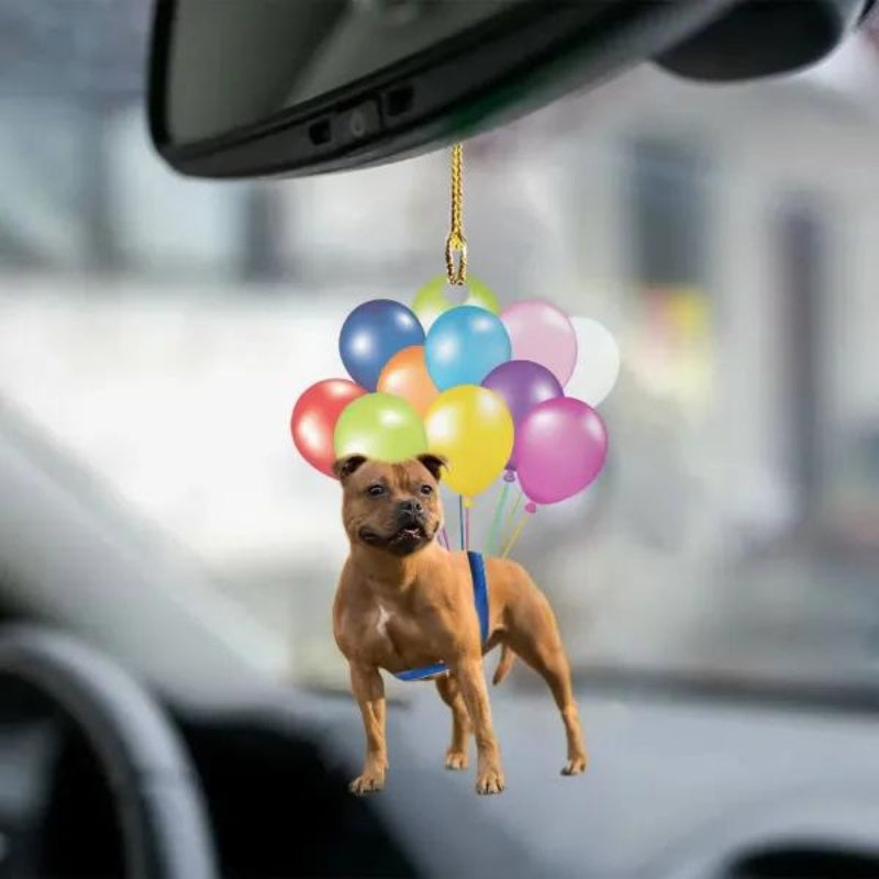 Staffordshire Bull Terrier Vliegen met Bubbels Autohanger