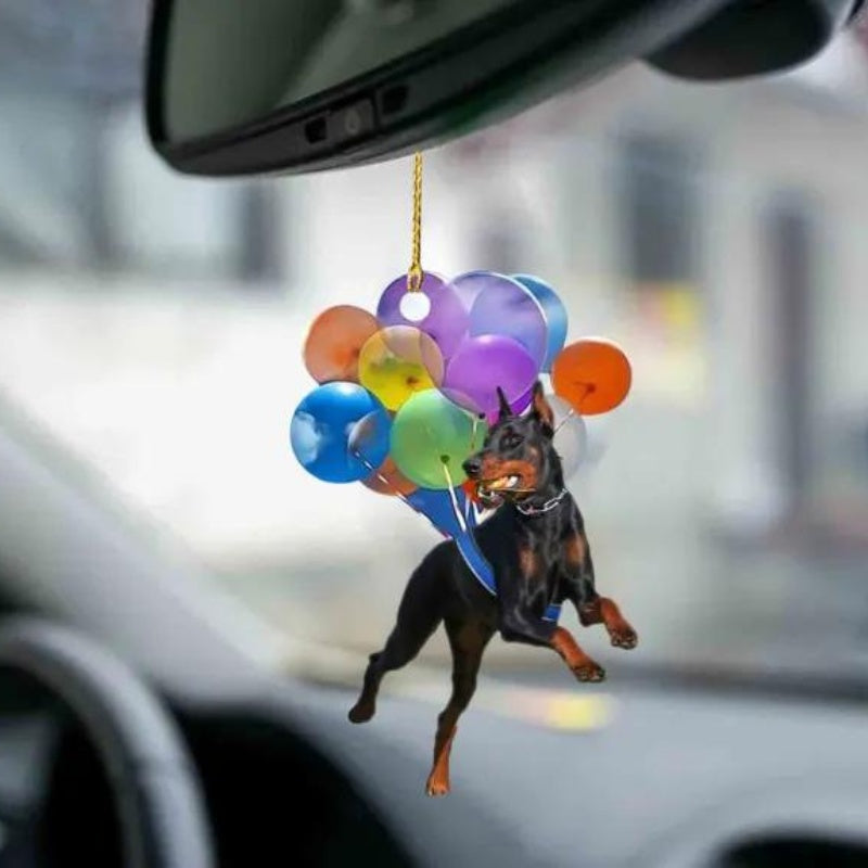 Doberman Pinscher Vliegen met Bubbels Autohanger