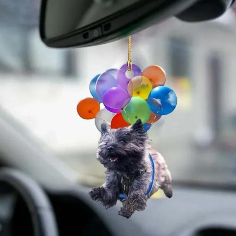 Cairn Terrier Vliegen met Bubbels Autohanger