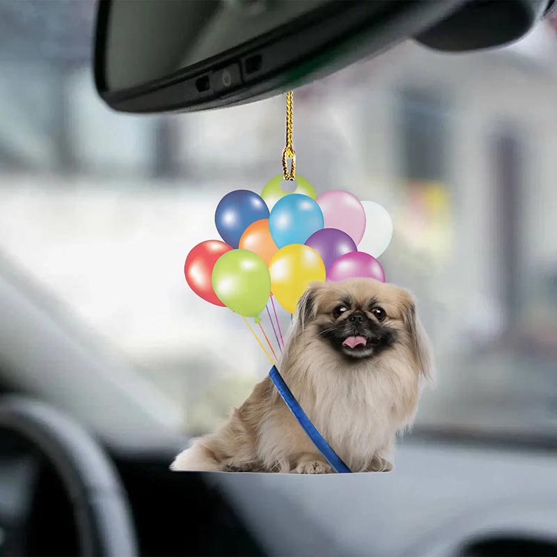 Pekingese Hond Vliegen met Bubbels Autohanger