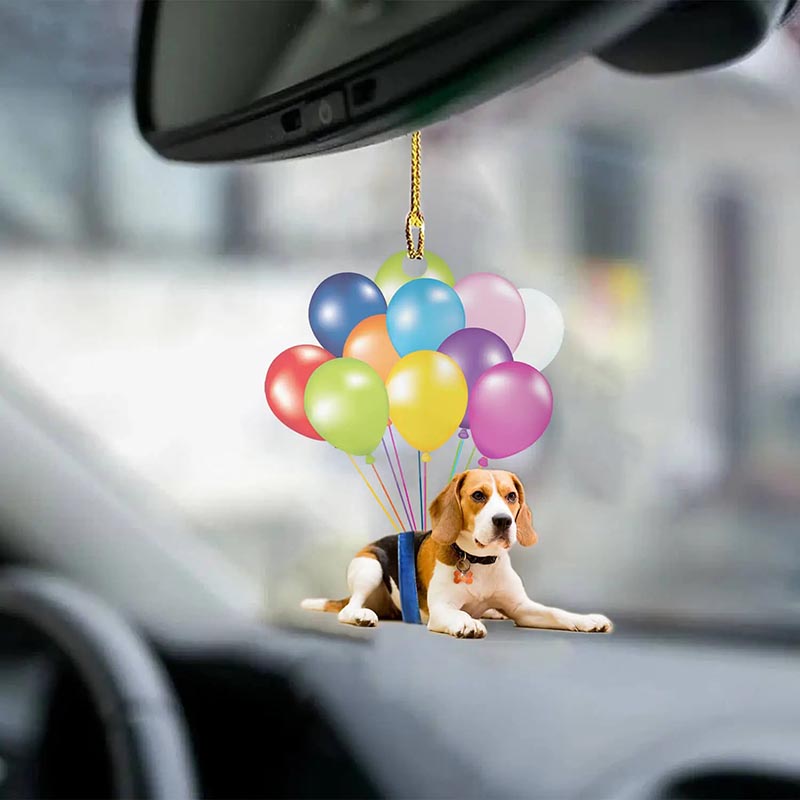 Beagle Vliegen met Bubbels Autohanger