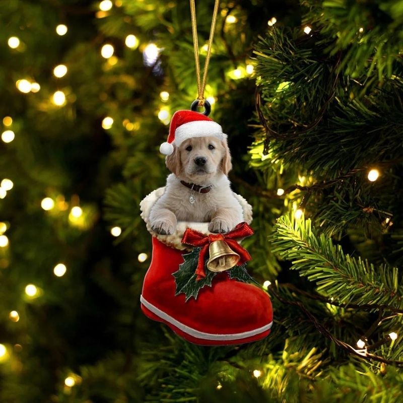 Golden Retriever Dog in Kerstschoen Ornament