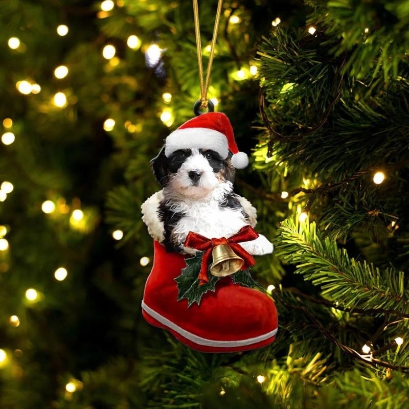 Bernedoodle in Kerstschoen Ornament