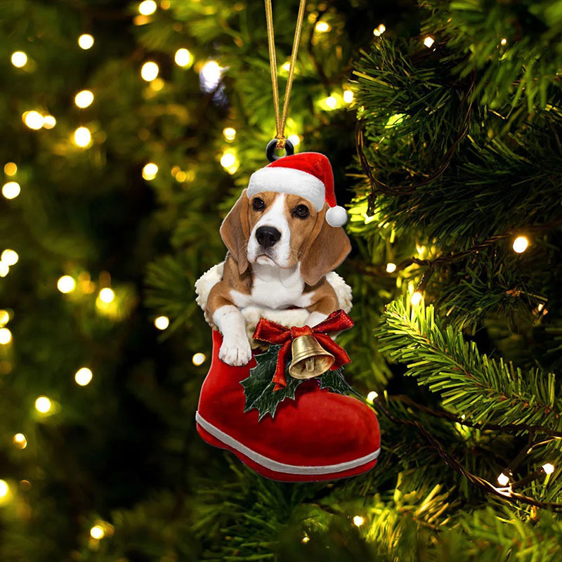 Beagle in Kerstschoen Ornament