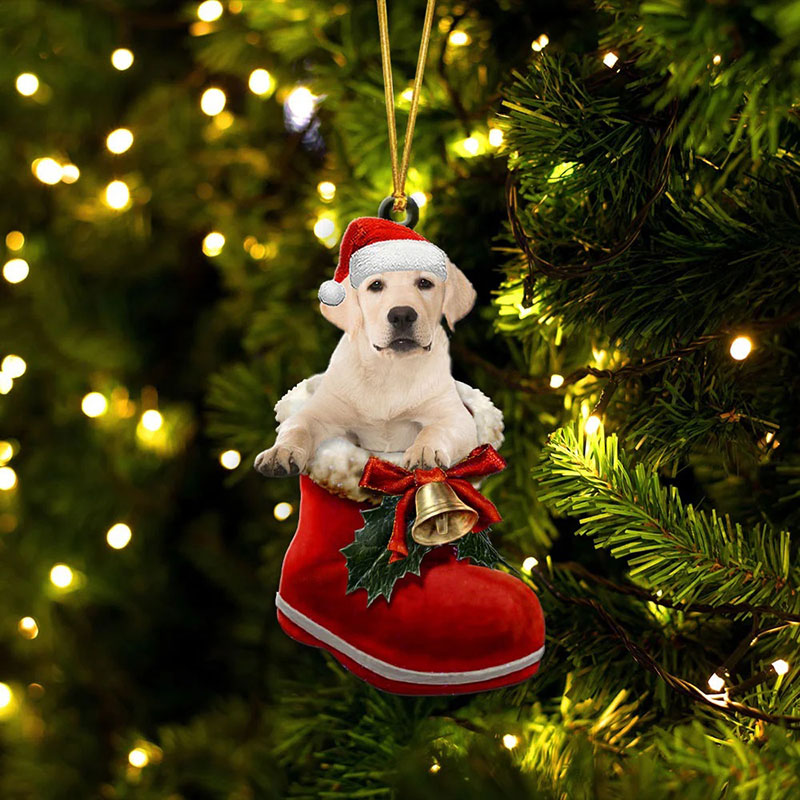 Labrador Retriever Wit in Kerstschoen Ornament