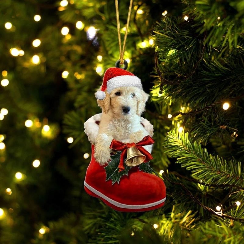 Goldendoodle Cream in Kerstschoen Ornament