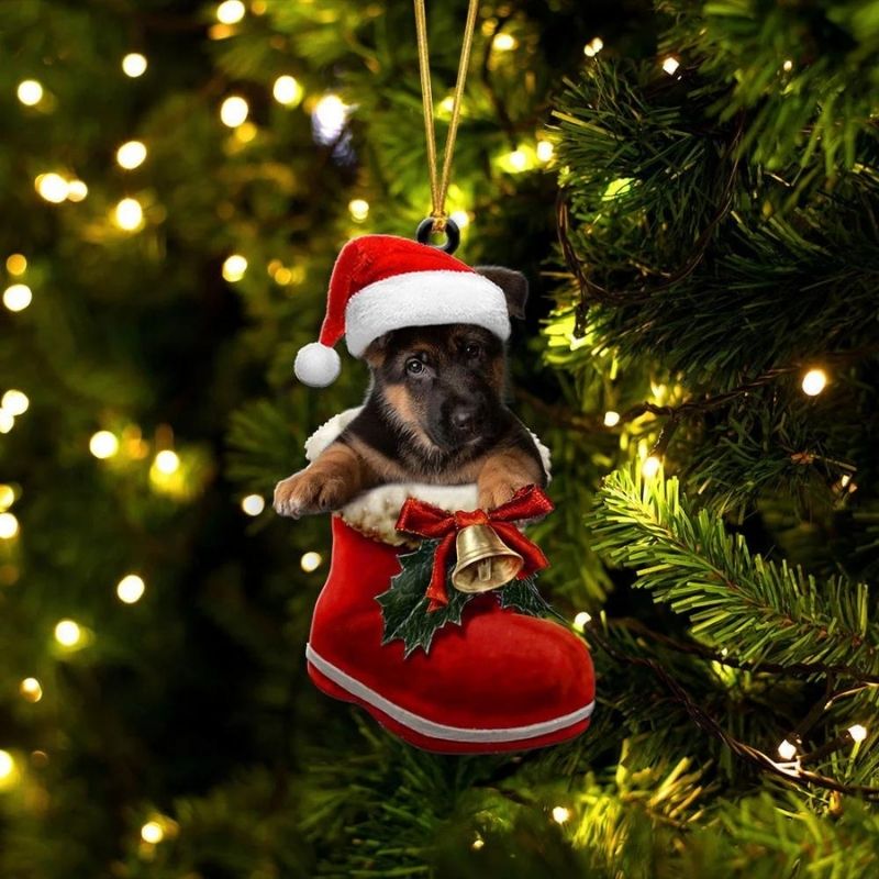 German Shepherd in Kerstschoen Ornament