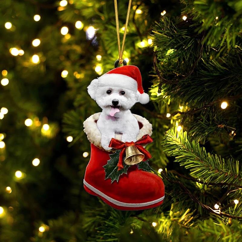 Bichon in Kerstschoen Ornament