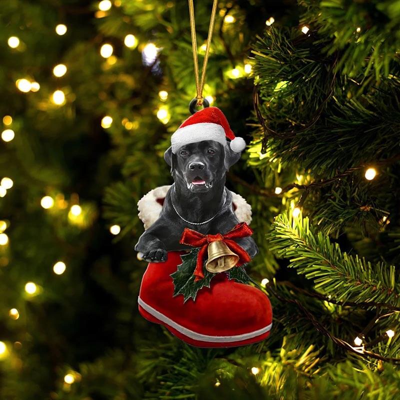 Zwart Labrador in Kerstschoen Ornament