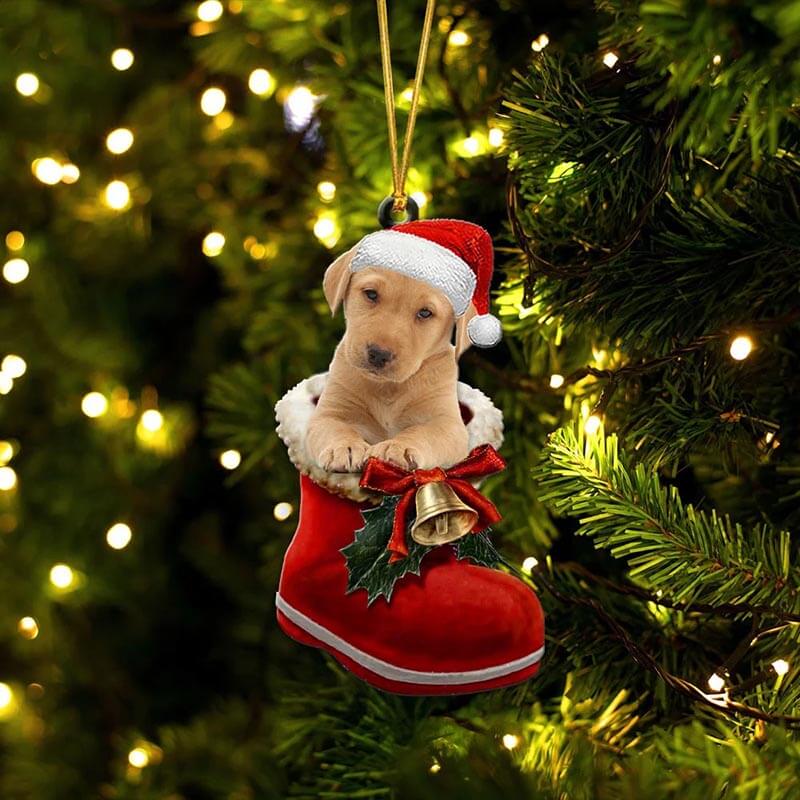 Yellow Labrador in Kerstschoen Ornament