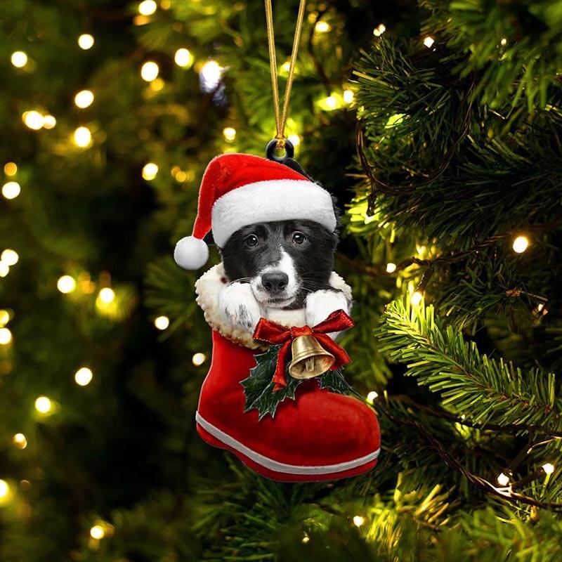 Border Collie in Kerstschoen Ornament