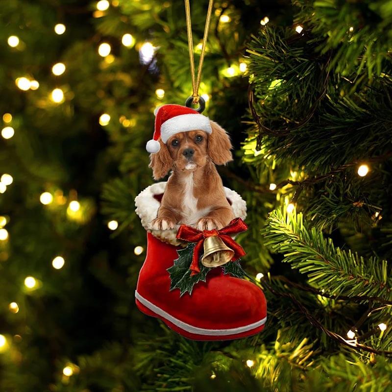 Cavalier King Charles Spaniel in Kerstschoen Ornament