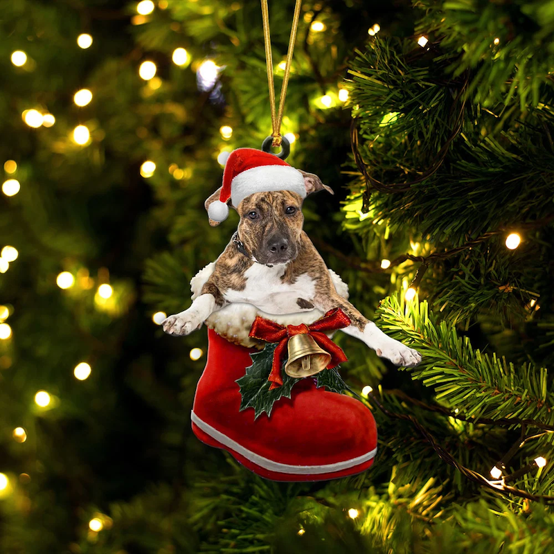 Boxer Brindle in Kerstschoen Ornament