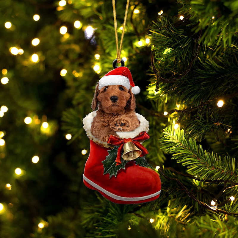 Labradoodle in Kerstschoen Ornament