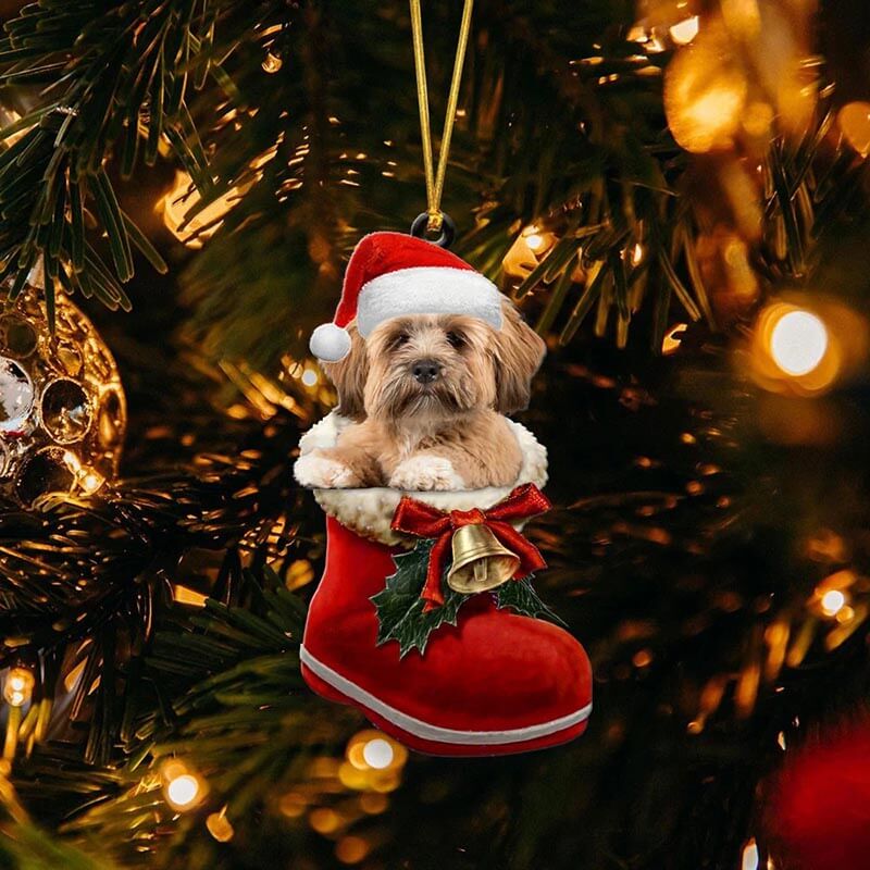 Lhasa Apso in Kerstschoen Ornament