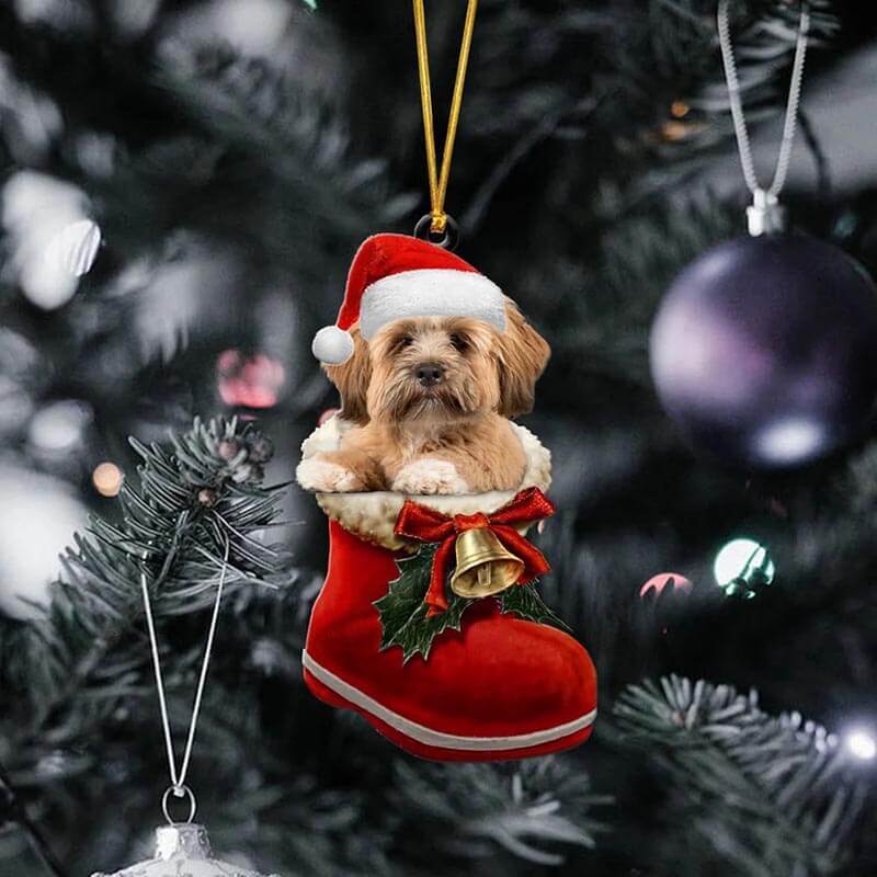 Lhasa Apso in Kerstschoen Ornament