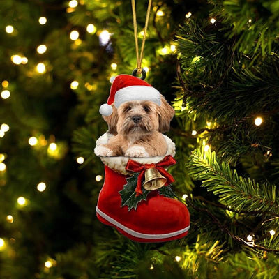 Lhasa Apso in Kerstschoen Ornament