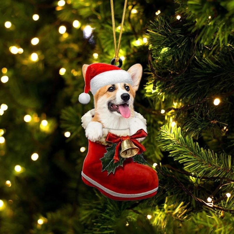 Pembroke Welsh Corgi in Kerstschoen Ornament