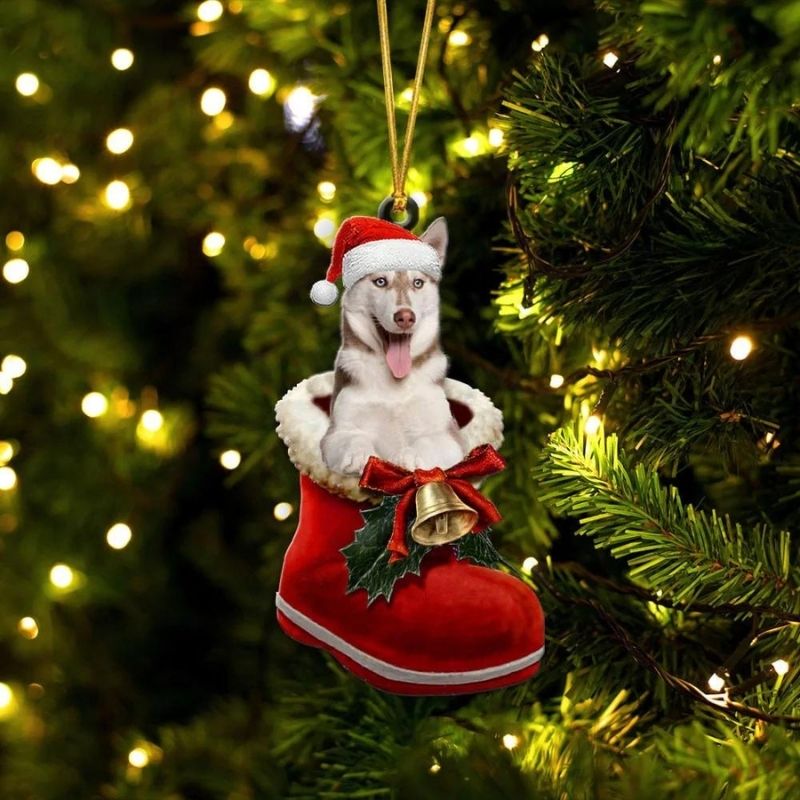 Siberian Husky  in Kerstschoen Ornament