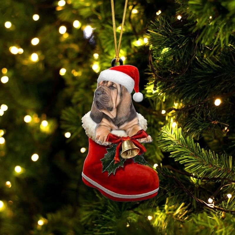 Bloodhound in Kerstschoen Ornament