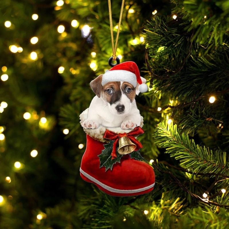 Jack Russell Terrier in Kerstschoen Ornament