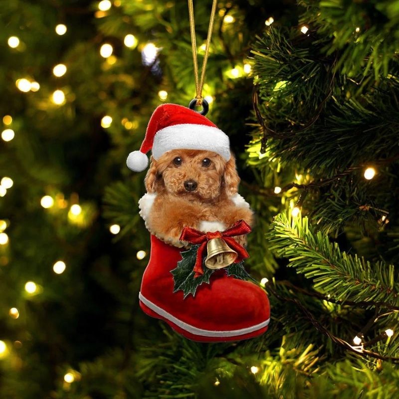 Poodle in Kerstschoen Ornament