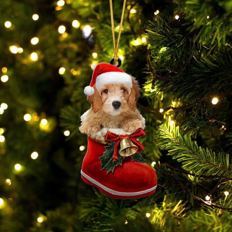 Cavapoo in Kerstschoen Ornament