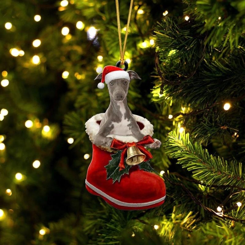 Greyhound in Kerstschoen Ornament