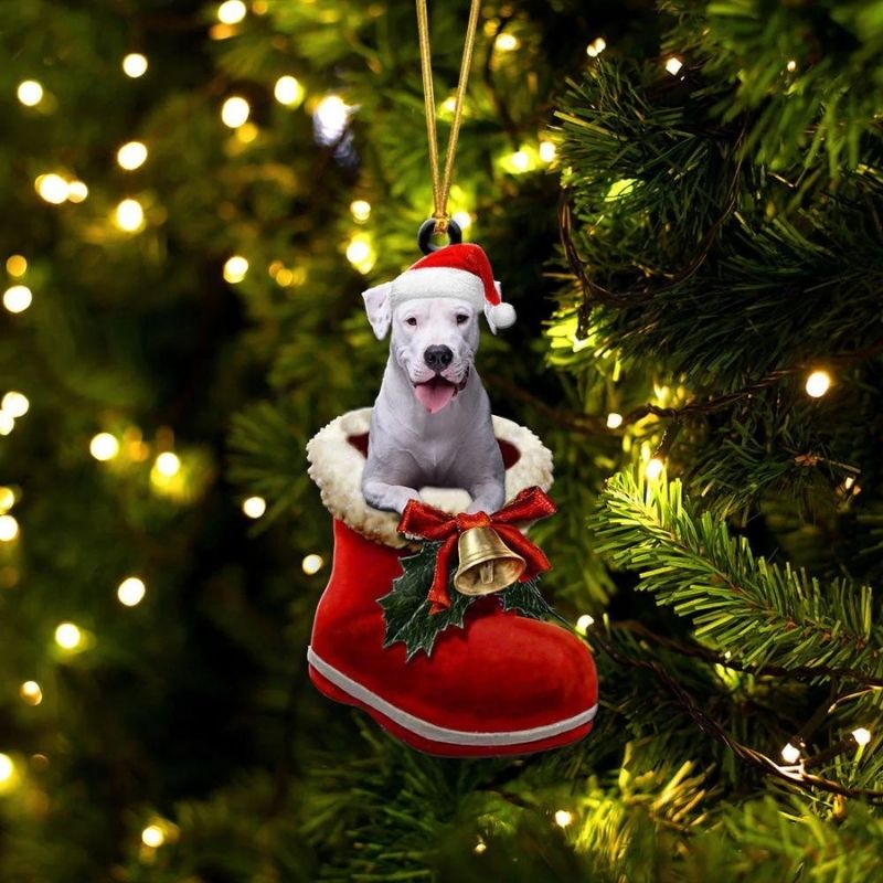 Dogo Argentino in Kerstschoen Ornament